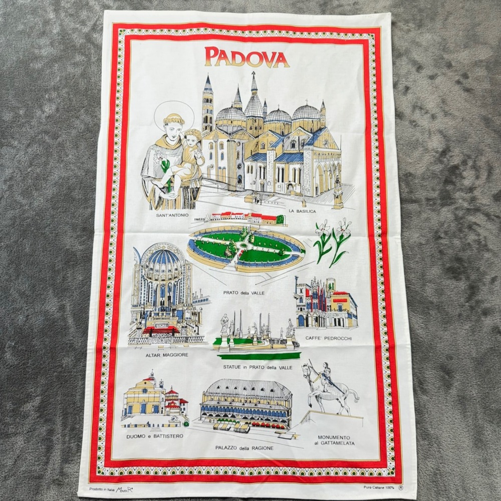Padova Italy Souvenir Tea Towel 100% Cotton Italian Landmarks Travel‎